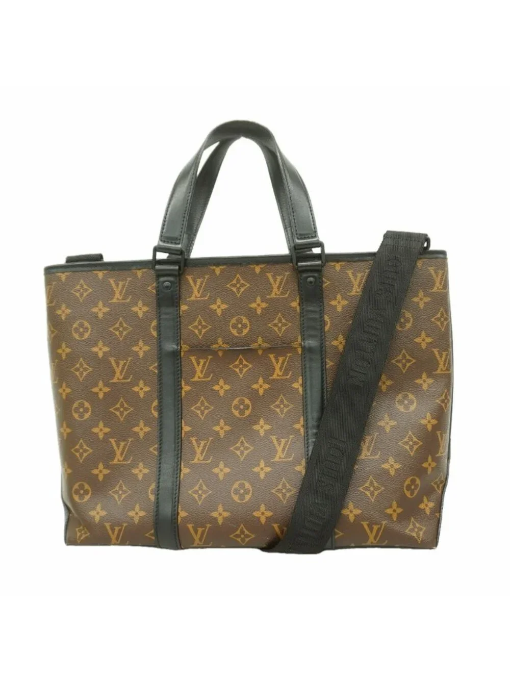 Louis Vuitton Handbag Monogram Macassar Weekend Tote PM Brown Black 2-Way